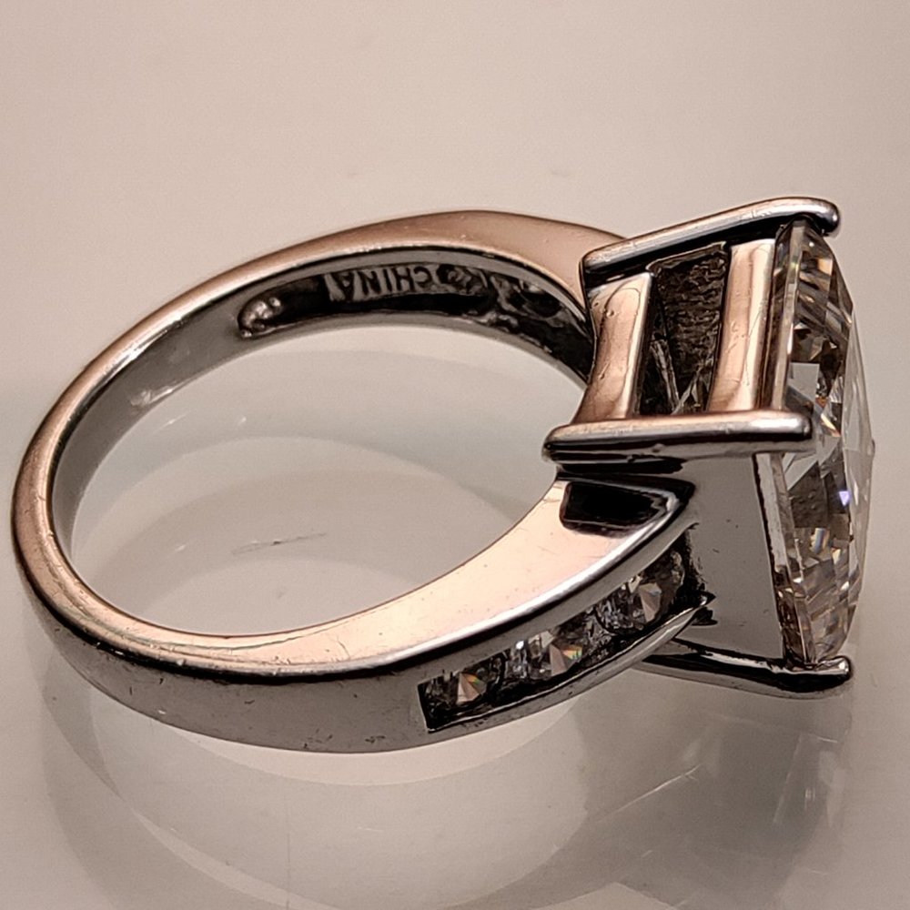 Diamonique 4ct Princess Cut CZ Sterling Silver Ring Sz-5 - Picture 6 of 7